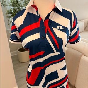J Lindeberg Women’s Felicite Print Polo Shirt Size M NWT